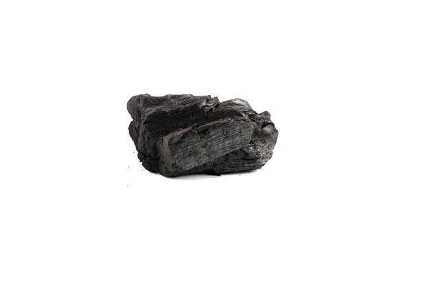 istock Black oak coal isolated on white background. 1371712438
