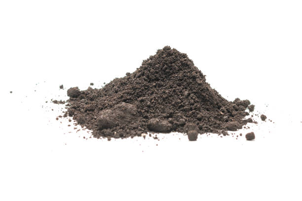 istock Black land for plant isolated on white background. 1371712471