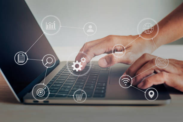 istock Modern interface payments online shopping and icon customer network connection. 1371712664