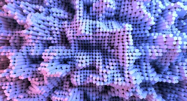 istock Sci fi technology background, Futuristic sci-fi hexagons wave glowing with neon lights. 3D rendering illustration 1371714643