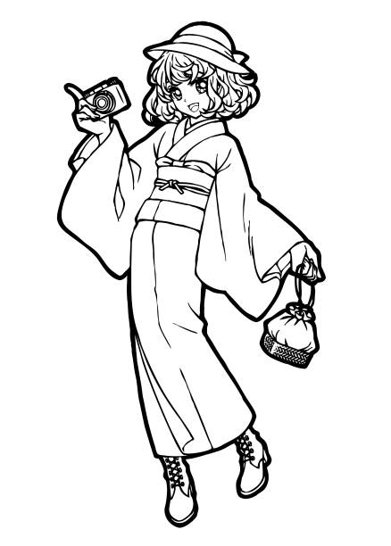 Chica Kimono Del Anime - Banco de fotos e imágenes de stock - iStock Chica Kimono Del Anime - Banco de fotos e imágenes de stock - iStock