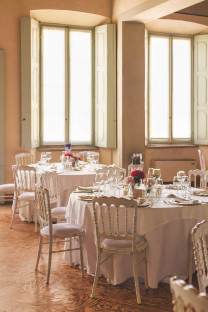 istock Summer Wedding Tables in Ceremony hall 1371721495