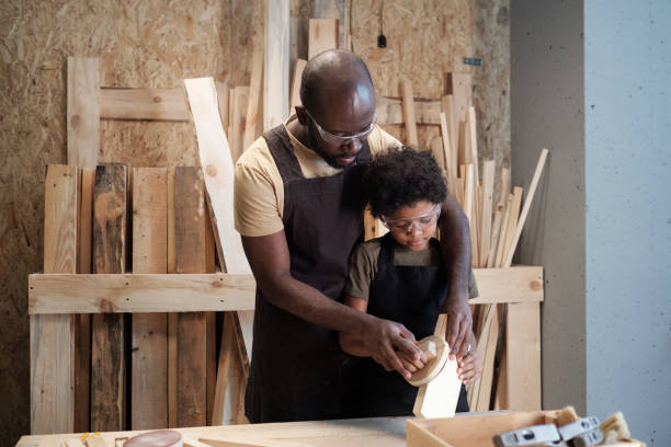 istock Black Father and Son Crafting 1371721591