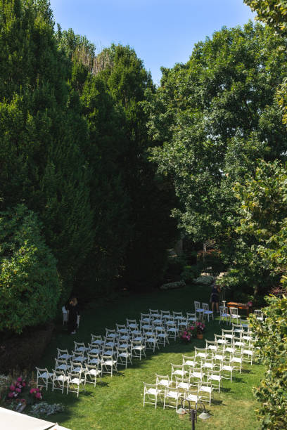 istock Wedding Garden with chairs 1371721651
