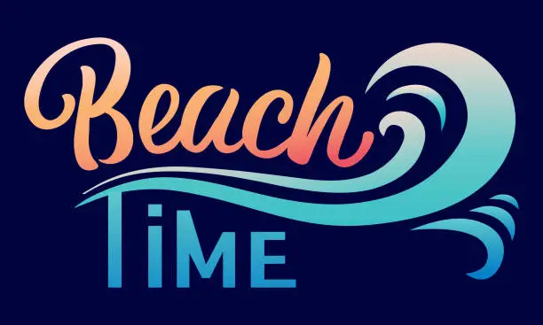 Vector illustration of Beach Time lettering