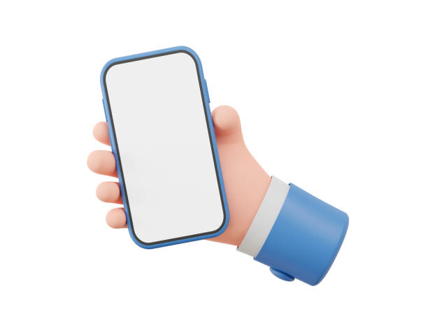 istock 3D illustration Hand hold a smart phone with blank screen on white Background 1371723036