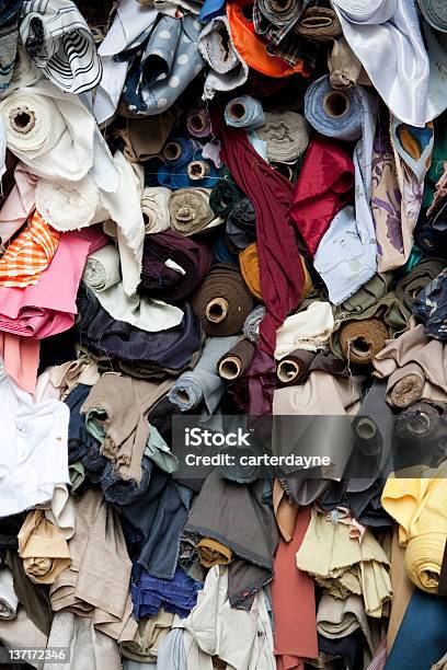 Bolts Of Fabric At A Flea Market Stall Stock Photo - Download Image Now - 2000-2009, 21st Century, Abundance