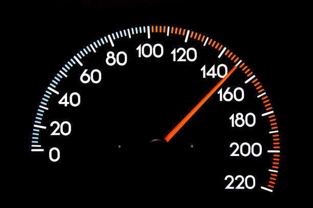 velocímetro com agulha exibindo 150
(sem kmh ou mph) - speedometer odometer number 50 car - fotografias e filmes do acervo