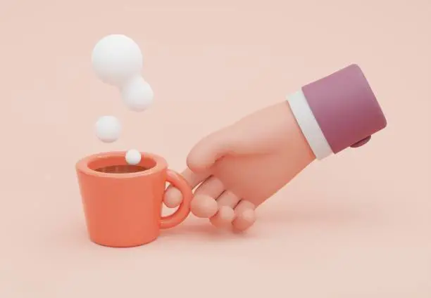 Photo of Hand are holding a cup of coffee, 3D illustration