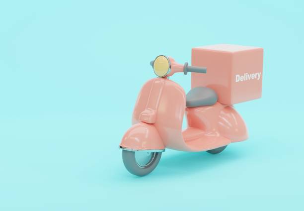 istock 3D illustration, Delivery service scooter with delivery trunk isolated on white background 1371724662