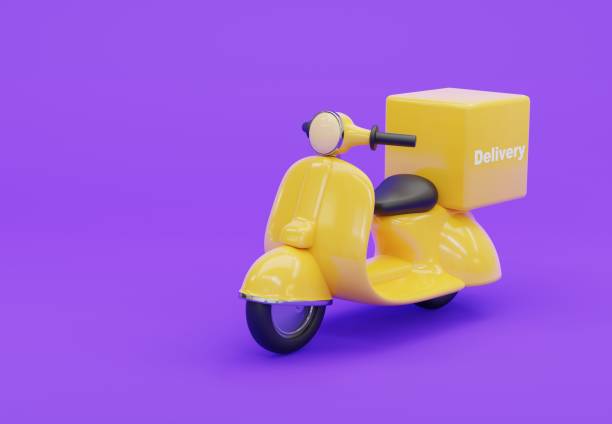 istock 3D illustration, Delivery service scooter with delivery trunk isolated on white background 1371724991