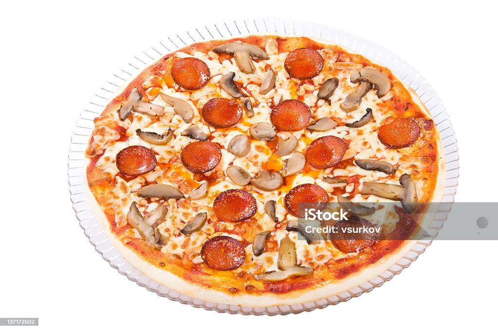 Pepperoni Pizza The top view on the Pepperoni Pizza Cheese Stock Photo