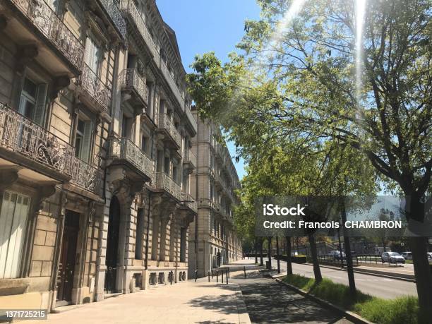 Boulevard Of Valence Drôme In France With Haussmann Style Buildings Stock Photo - Download Image Now