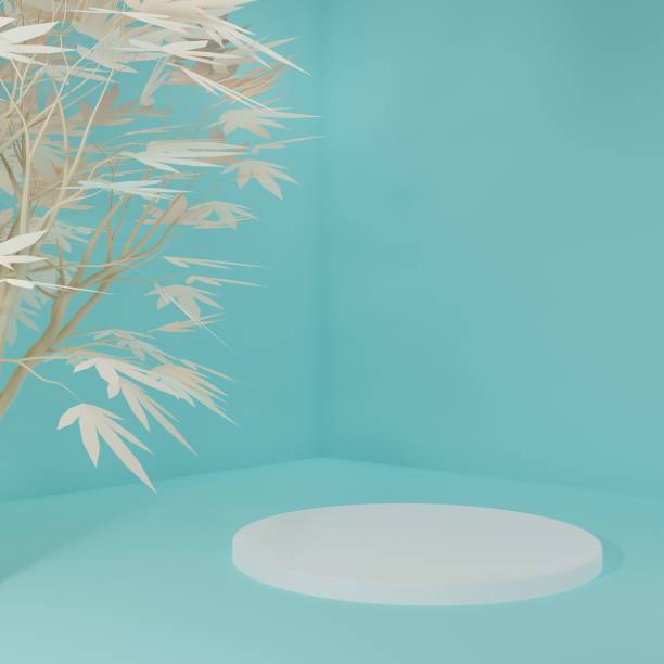 istock Product Stand in blue room ,Studio Scene For Product ,minimal design,3D rendering 1371725246