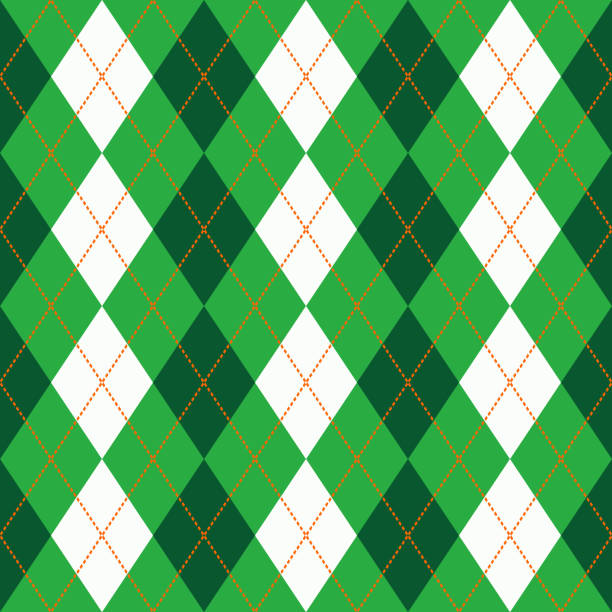 illustrations, cliparts, dessins animés et icônes de green spring ou saint patrick day argyle texture vectorielle sans couture - wallpaper textile retro revival tartan