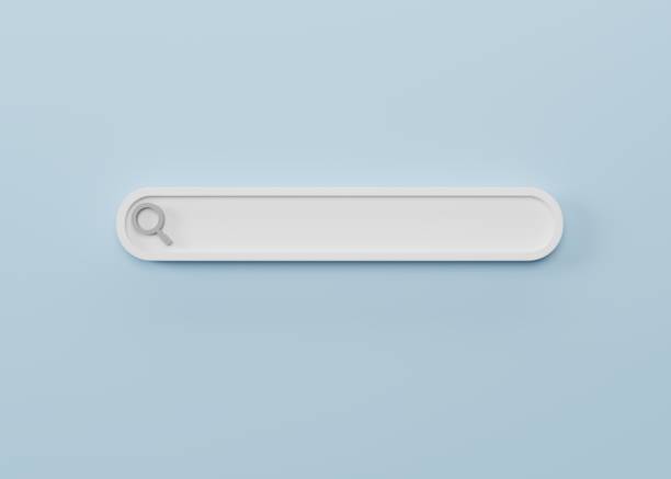 istock minimal blank search bar on blue background. web search concept. 3d rendering 1371725343