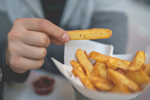 holding, potato, french fries