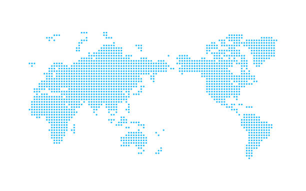kropki mapy świata. ilustracja wektorowa. - japan digital map stock illustrations
