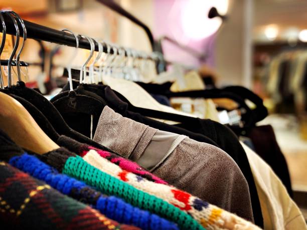 istock Clothing Rack at a Thrift Store 1371728307