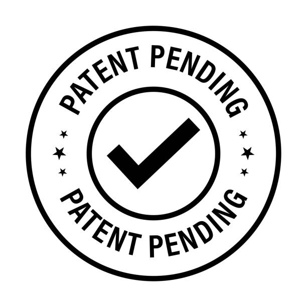 patent pending vector icon patent pending vector icon wirth tick mark, line art, black in color patent stock illustrations