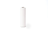 Isolated of one white alkaline battery AA size on white background with clipping path , Carbon zinc for one time use and rechargeable battery , Clipping path.