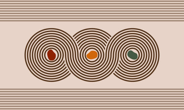 3 круга в символе бесконечности, японский дзен сад векторная иллюстрация сверху - stone pebble rock backgrounds stock illustrations