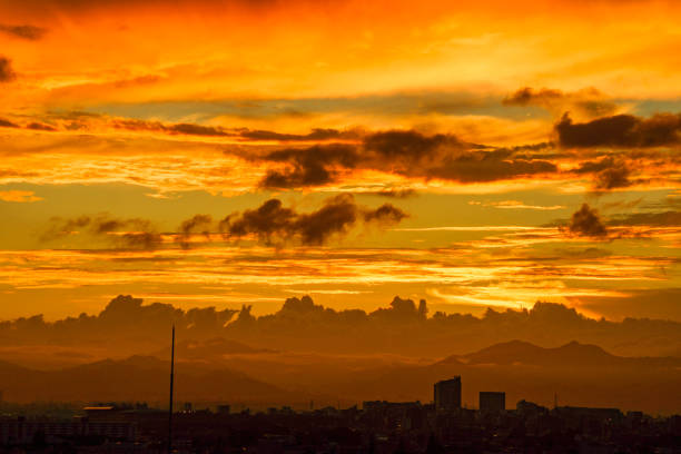 Sunset visible from Chofu, Tokyo. Shooting Location: Chofu, Tokyo