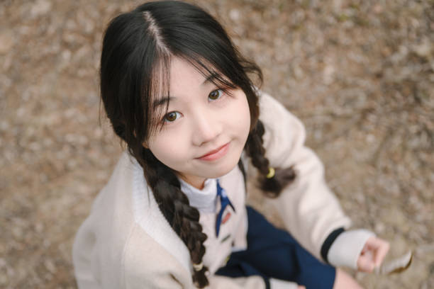 Beautiful asian girls playing happily