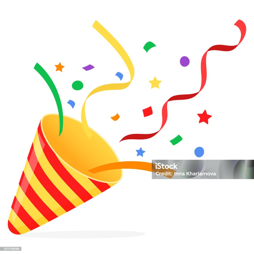 Exploding Birthday Crackers Exploding Party Popper With Confetti Bright Cartoon Birthday Cracker ...
