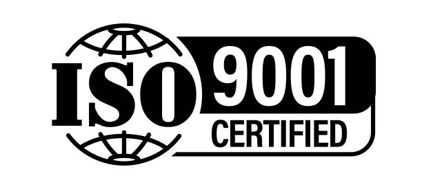 'ISO 9001 Certified' vector icon International oganization for standardization abstract, 'ISO 9001 Certified' vector icon, black in color 2015 stock illustrations