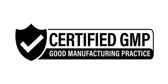 certified GMP, certified good manufacturing practice vector icon