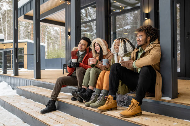 istock Friends enjoying the winter morning 1371743364