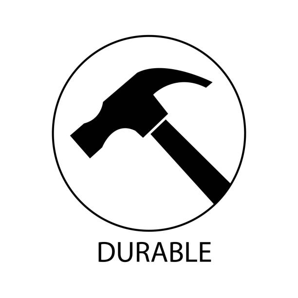 durable vector icon durable vector icon. hammer symbol, black in color durability stock illustrations