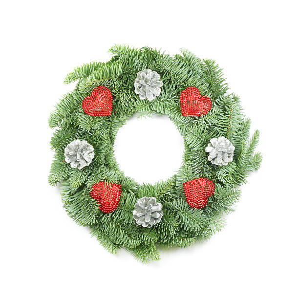 istock Christmas Wreath with Ornaments on White 137175002