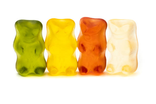 Multicolored jelly bears candy isolated on a white background. Jelly Beans.