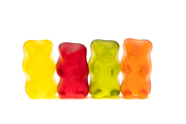 istock Multicolored jelly bears candy isolated on a white background. 1371756736