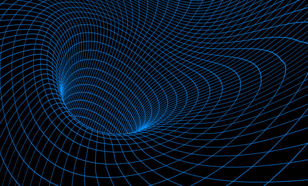 schwarzer lochhintergrund mit verzerrtem gravitationsraster für wissenschaftliche präsentation oder abstrakten hintergrund. - gravitationsfeld stock-grafiken, -clipart, -cartoons und -symbole