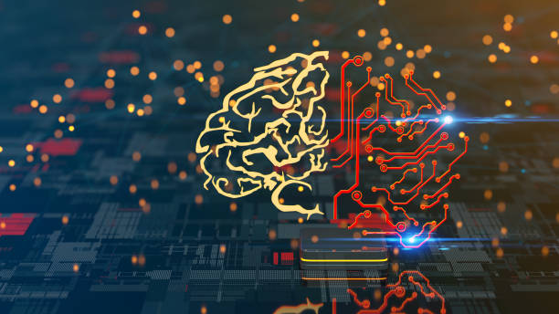 Artificial Intelligence digital concept with abstract brains stock photo