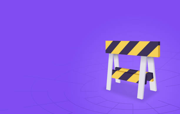 Under Construction Background Under construction barricade 3D warning background with space for your copy. incomplete stock illustrations