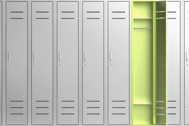 Unique green metal locker stock photo