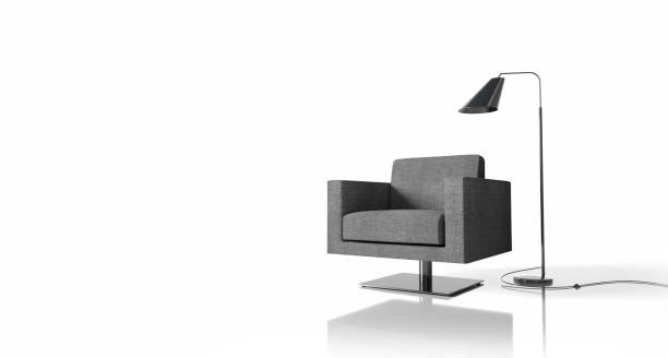 istock Single armchair with floor lamp 1371770589