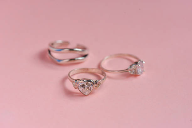 istock Silver engagement ring with big heart shape gemstone 1371770719