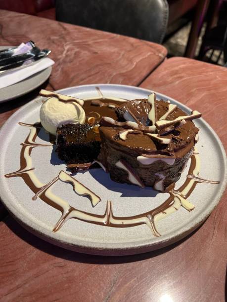 istock Chocolate cake with ice cream 1371772133