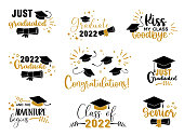 istock Graduation congratulations at school, university or college . Trendy calligraphy inscription 1371781275