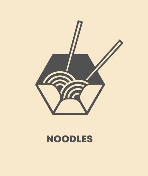 Noodle box logo template. Chinese food vector design. Ramen noodles illustration Noodle box logo template. Chinese food vector icon. Ramen noodles illustration chinese takeout stock illustrations