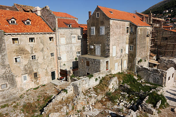 Part of the Dubrovnik city centre still contain areas of earthquake damage from 1667
