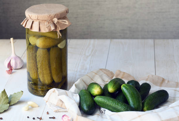 istock Canned cucumbers and pickle ingredients. 1371785221