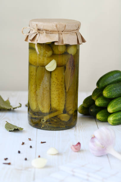istock Canned cucumbers and pickle ingredients. 1371785314