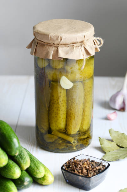 istock Canned cucumbers and pickle ingredients. 1371785348