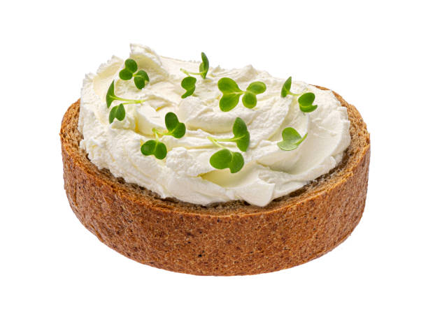 istock Bruschetta with cream cheese isolated on white background 1371792157